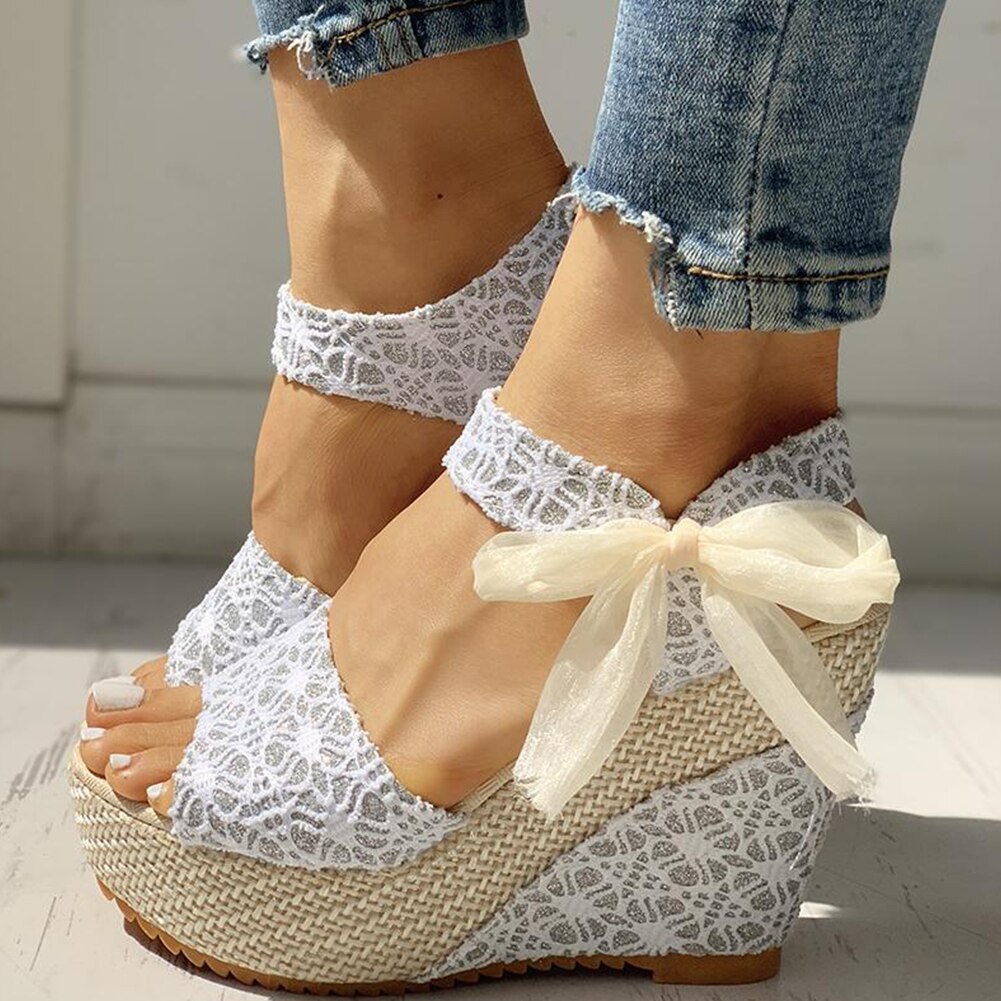 lace Leisure Women Wedges heeled women Shoes Summer Sandals Party Platform High Heels Shoes Woman 35-40