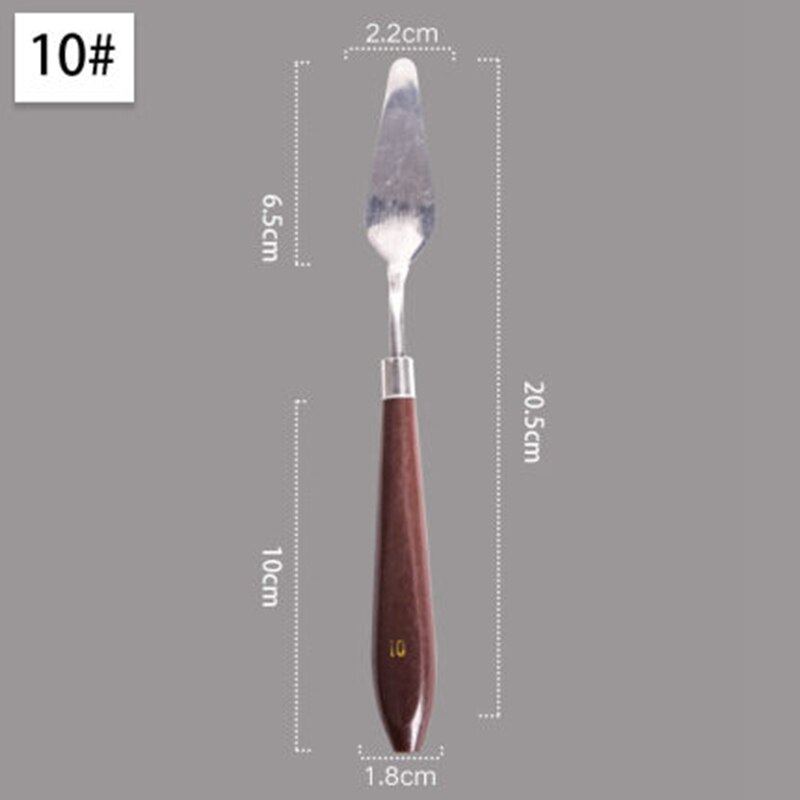 Stainless Steel Oil Painting Knife Brown Handle Spatula Palette Knife Arts Painting Tool Flexible Blades Stationery: NO.10