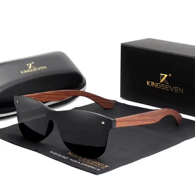 Kingseven óculos de sol de madeira natural masculino vintage clássico polarizado moda feminina elegante artesanal óculos de sol de madeira condução para homem