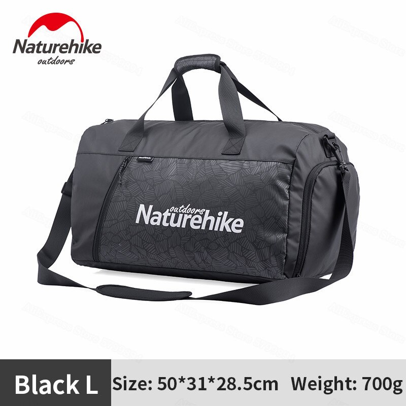 Naturehike Sport Gym Bag Unisex Shoulder Multi-pocket Dry Wet Separation Storage Bag Duffel Fitness Handbag TPU Waterproof: Black-L