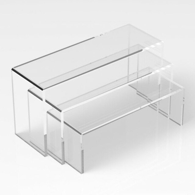 3Pcs/Set 3mm Practical Wooden Display Cabinet Acrylic Display Stand Jewelry Showcase Storage Rack Display Stands: Clear