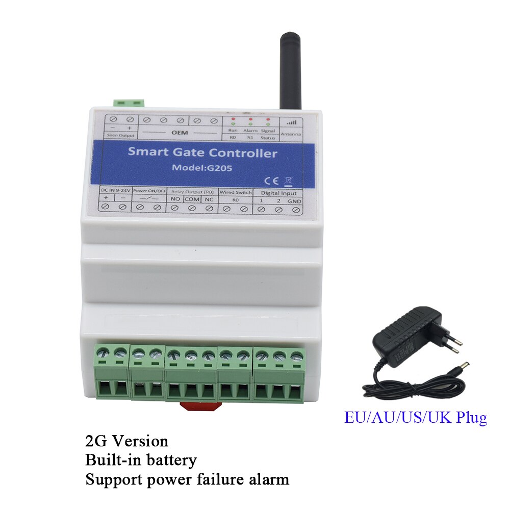 DIN-rail GSM 4G SMS Single Relay Gate Opener ON/OFF Switch For Sliding Swing Opener Power Failure Alarm: 2G Version Kit D
