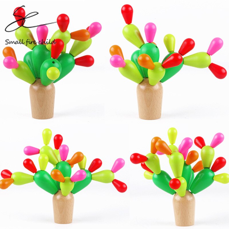 Mosaic Toy Children Prickly Pear Cactus Wooden Blocks Mosaic Assembling Demolition Toys WJ-213