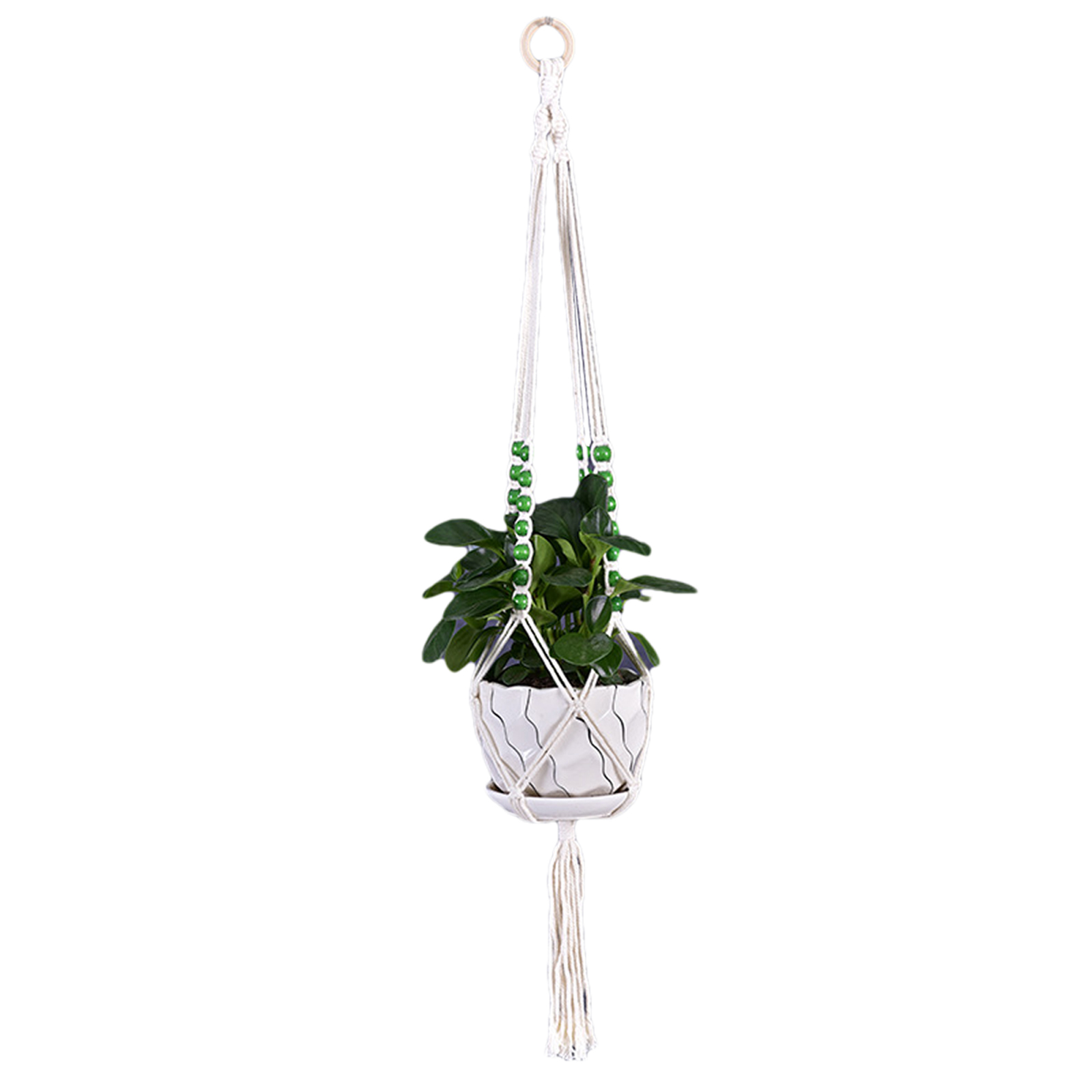 Hand-woven Macrame Cotton Rope Flower Pot Hanging Basket Net Bag Knotted Rope Flowerpot Plant Holder Home Garden Decor: I