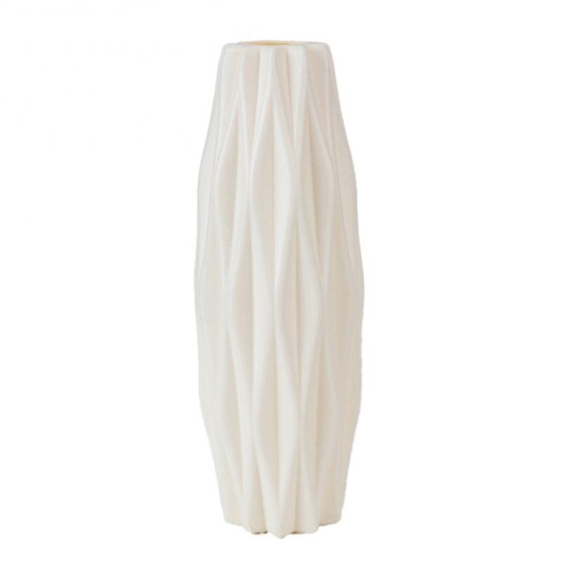 Blomstervase hvid imiteret keramisk urtepotte dekoration hjemme plast vase: 01