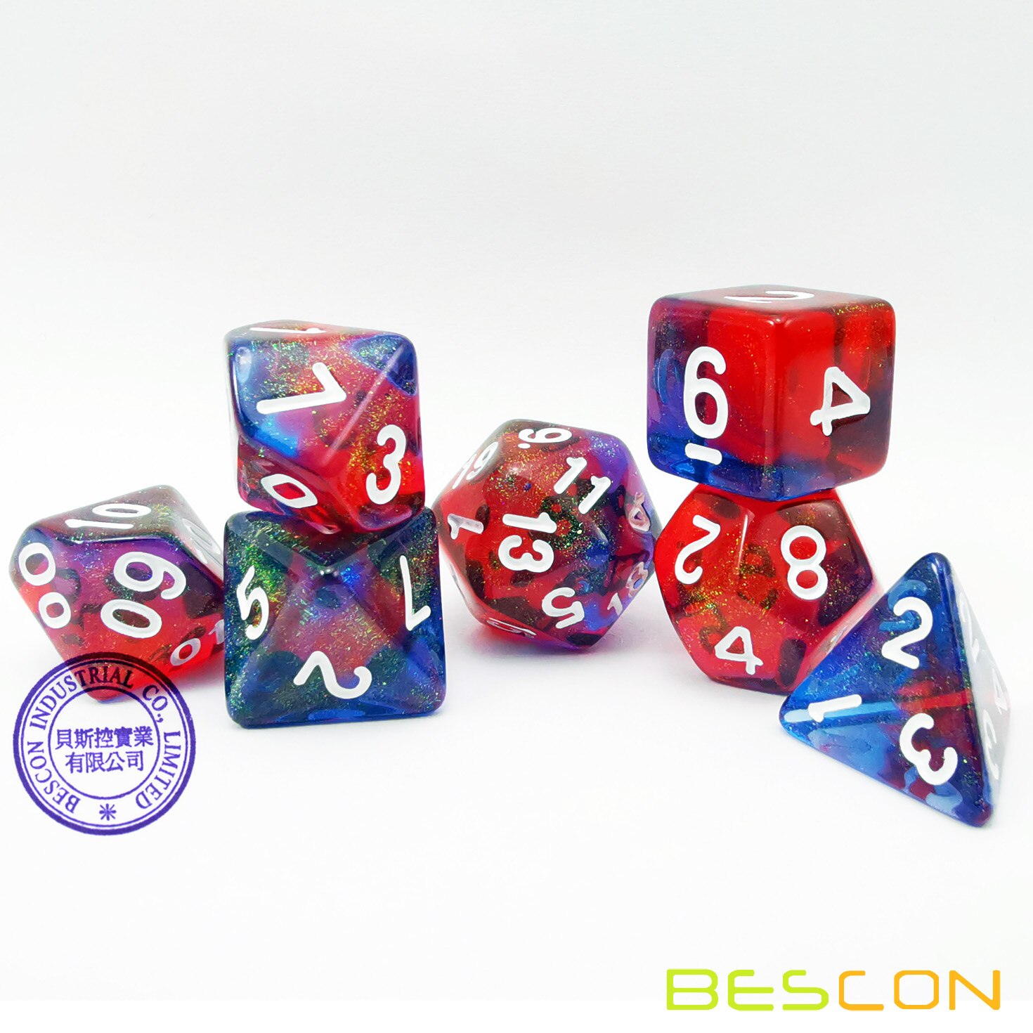 Bescon Moonstone Dice Valor Stone, Polyhedral Dice Set of 7