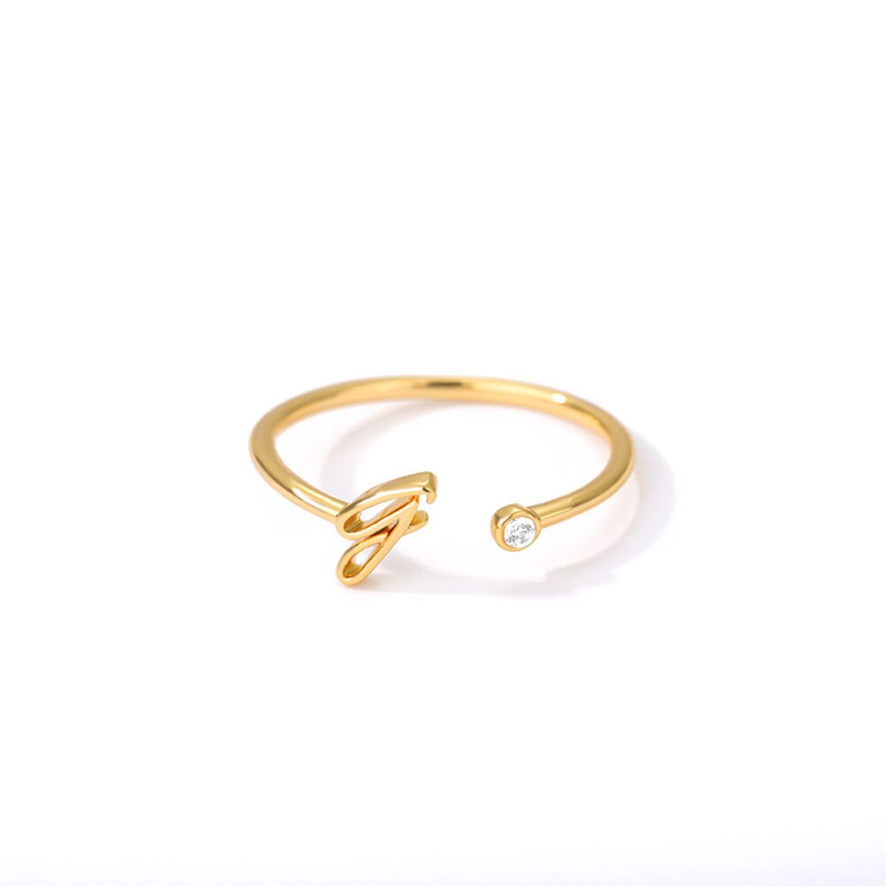 Rvs A-J 10 Brieven Ringen Voor Vrouwen Tiny Wedding Ring Alfabet Crystal Initial Ringen Vinger Sieraden Accessoires: 10