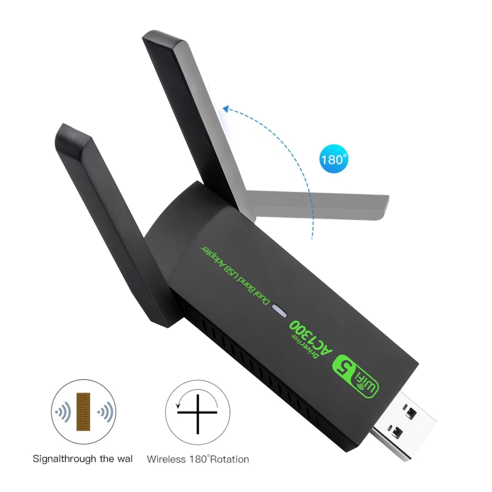 Dual Band 2,4G/5GHz USB Netzwerk Karte USB 3,0 WiFi Adapter 1300Mbps High-Speed Wireless empfänger Für Laptop PC Zubehör
