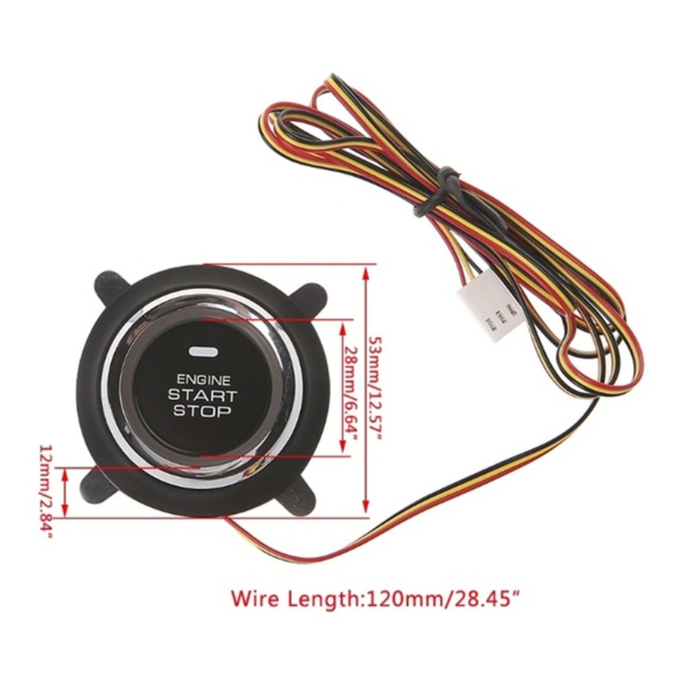 12V Car Engine Push Start Button for PKE Smart Key Push Button Car Ignition Engine Button Switch Keyless Start Ignition Starter