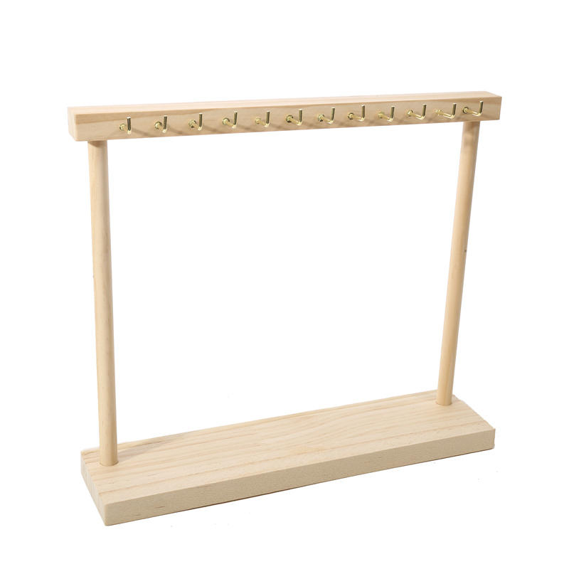 Soporte de exhibición organizador de joyas con gancho 12/18, estante de madera para colgar collares, estante de encimera para pendientes, pulseras, escaparate, estante de almacenamiento