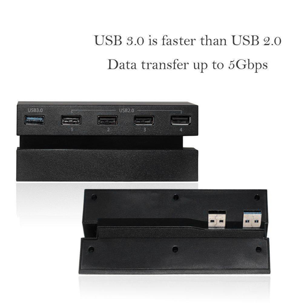 Concentrador de adaptador de extensión de alta velocidad para PS4, 5 puertos USB 3,0, 2,0