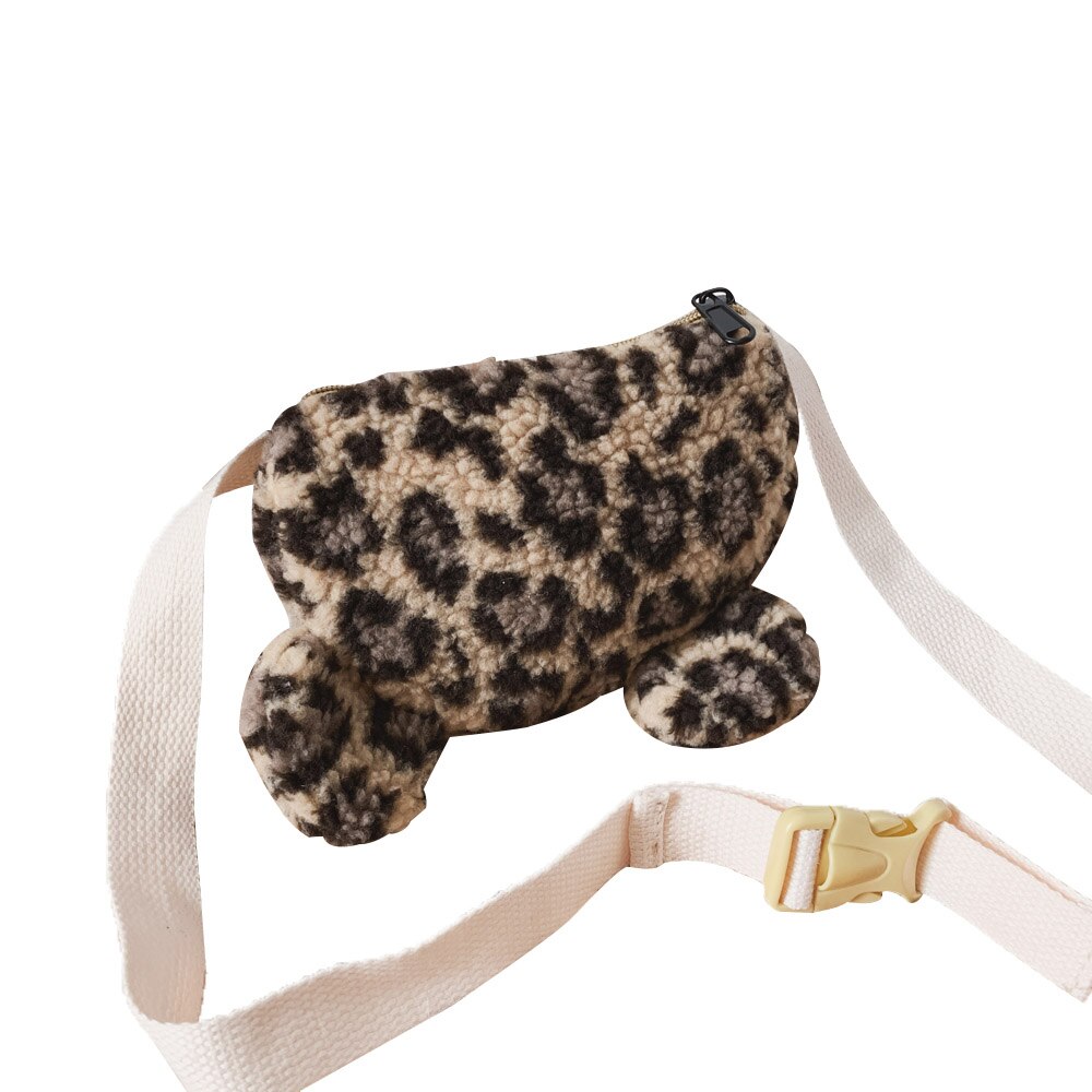 Chaotong leopard Plush Messenger Bag - Black Leopard