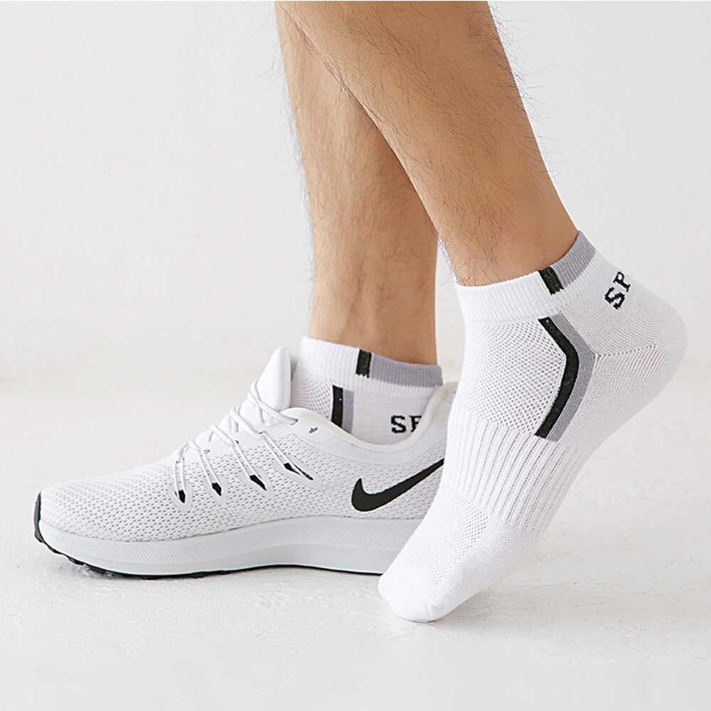 5 Pairs Men Socks Breathable Mesh Short Sports Socks Summer Autumn Cotton Sports Socks Absorb Sweat Ankle Socks Set Meias