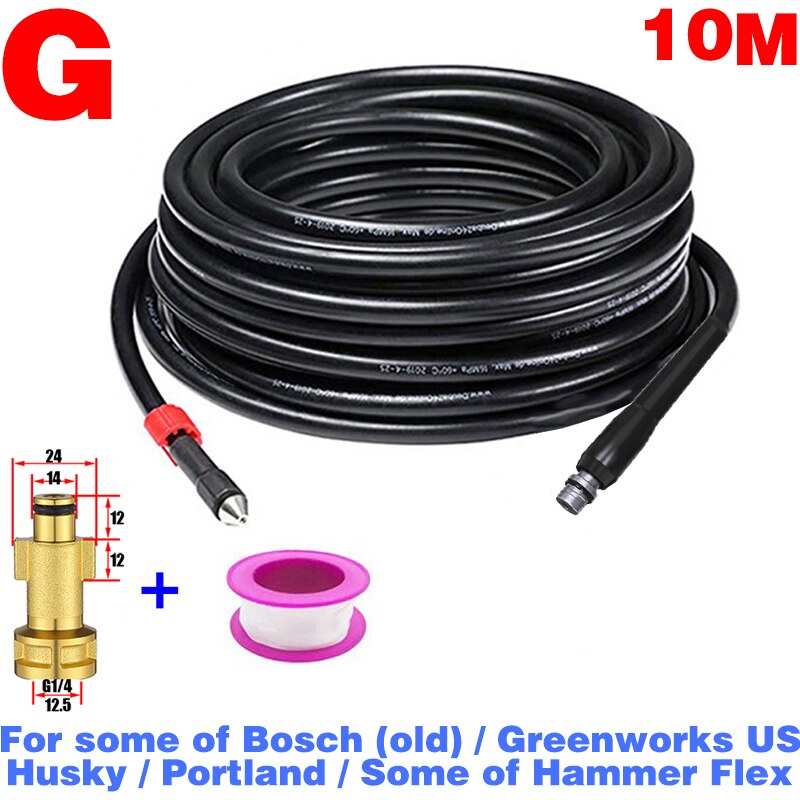 Tuyau de nettoyage de canalisations de furet de ROUE, tuyau d&#39;évacuation d&#39;eau pour Karcher Bosch Nilfisk Parkside, accessoires de lavage: G
