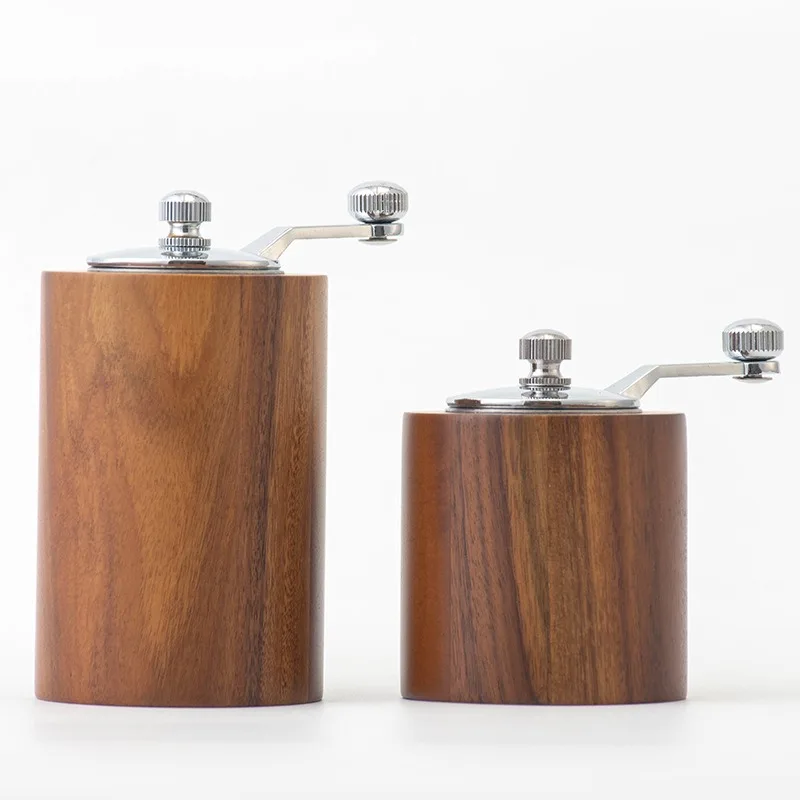 Macinapepe in legno Macinapepe manuale per semi di lino Macinapepe grossolanità regolabile Bottiglia per macinazione domestica Macinino per spezie a manovella