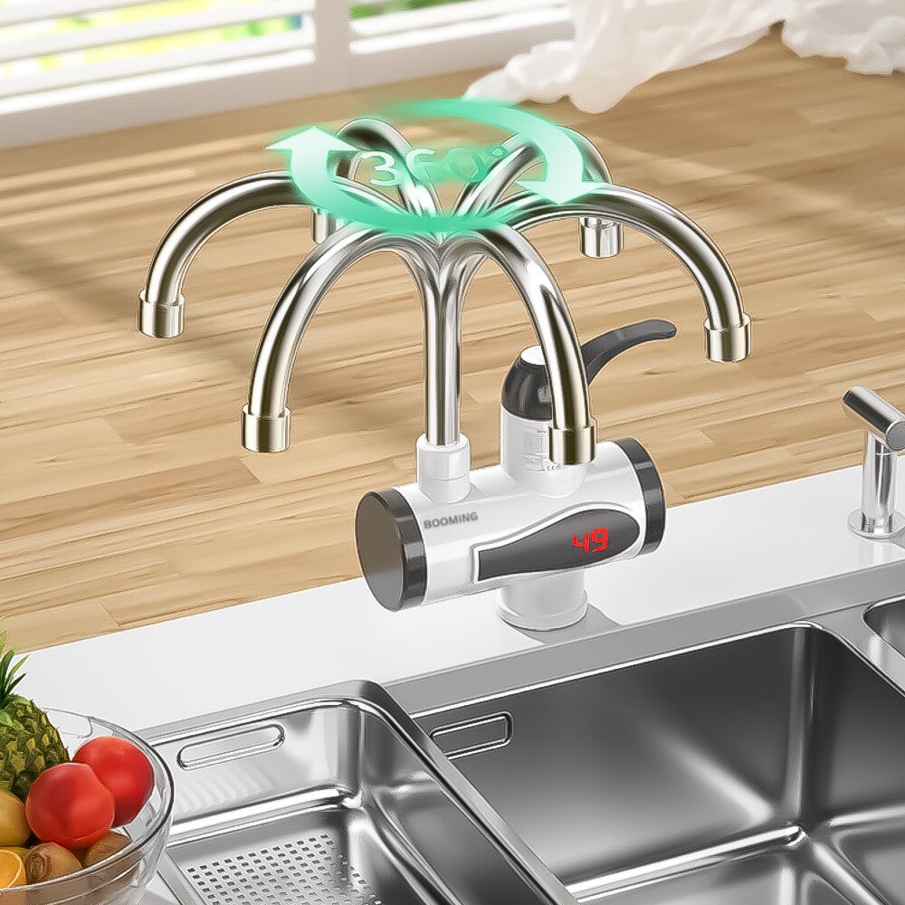 Tankless Instantaneous Faucet Water Heater Instant Water Heater Tap Kitchen Water Crane LED Digital EU Plug