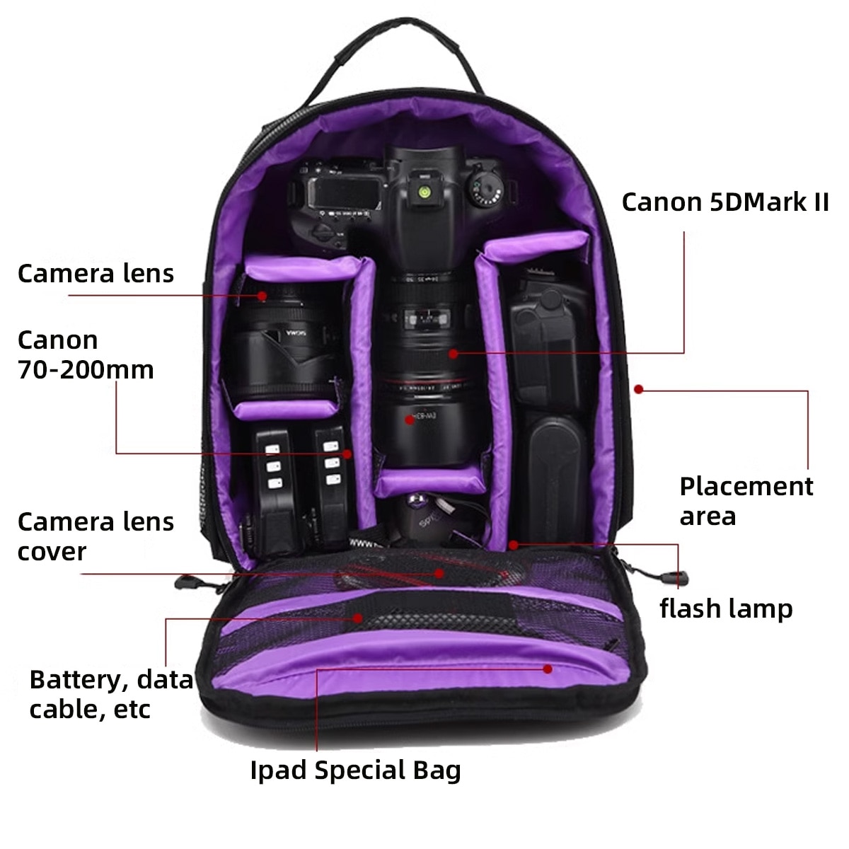 Multi-Functional Camera Bag for Nikon Digital Lens Outdoor Photography Backpack Lightweight Waterproof Fabric Large Capacity