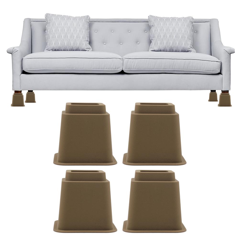 Elevadores de muebles resistentes ajustables de 4 piezas, elevador de patas para sofá/cama/mesa/silla