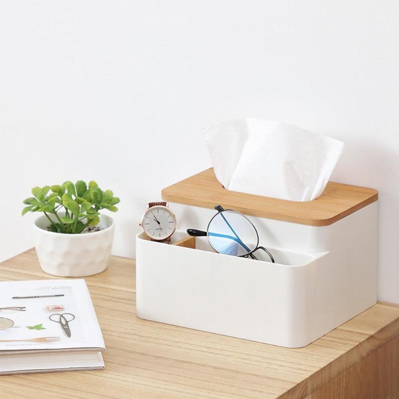 Træ tissuekasse container håndklæde serviet taske væv indehaveren desktop arrangør toiletpapir box office boligindretning