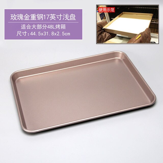 Vierkante antiaanbak cake bakvorm koekjesvorm pizza cake bakvorm koolstofstaal bakgereedschap keuken koken: 44.5 x 31.8 x 2.5cm rg