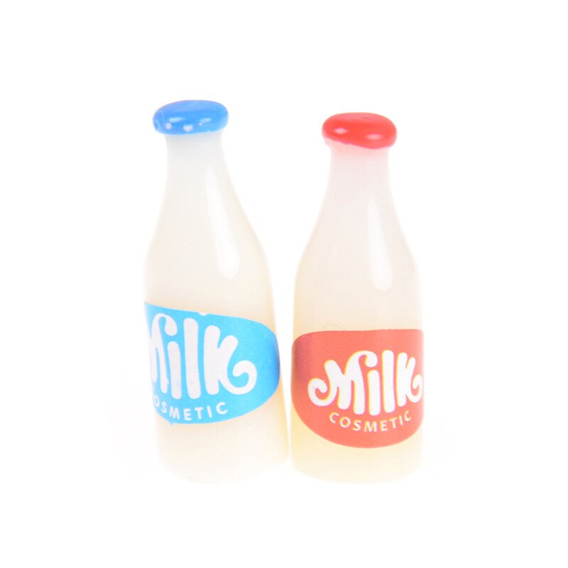 2PCS Dollhouse Kitchen Accessories 1:12 Miniature Food Milk Bottles Breakfast