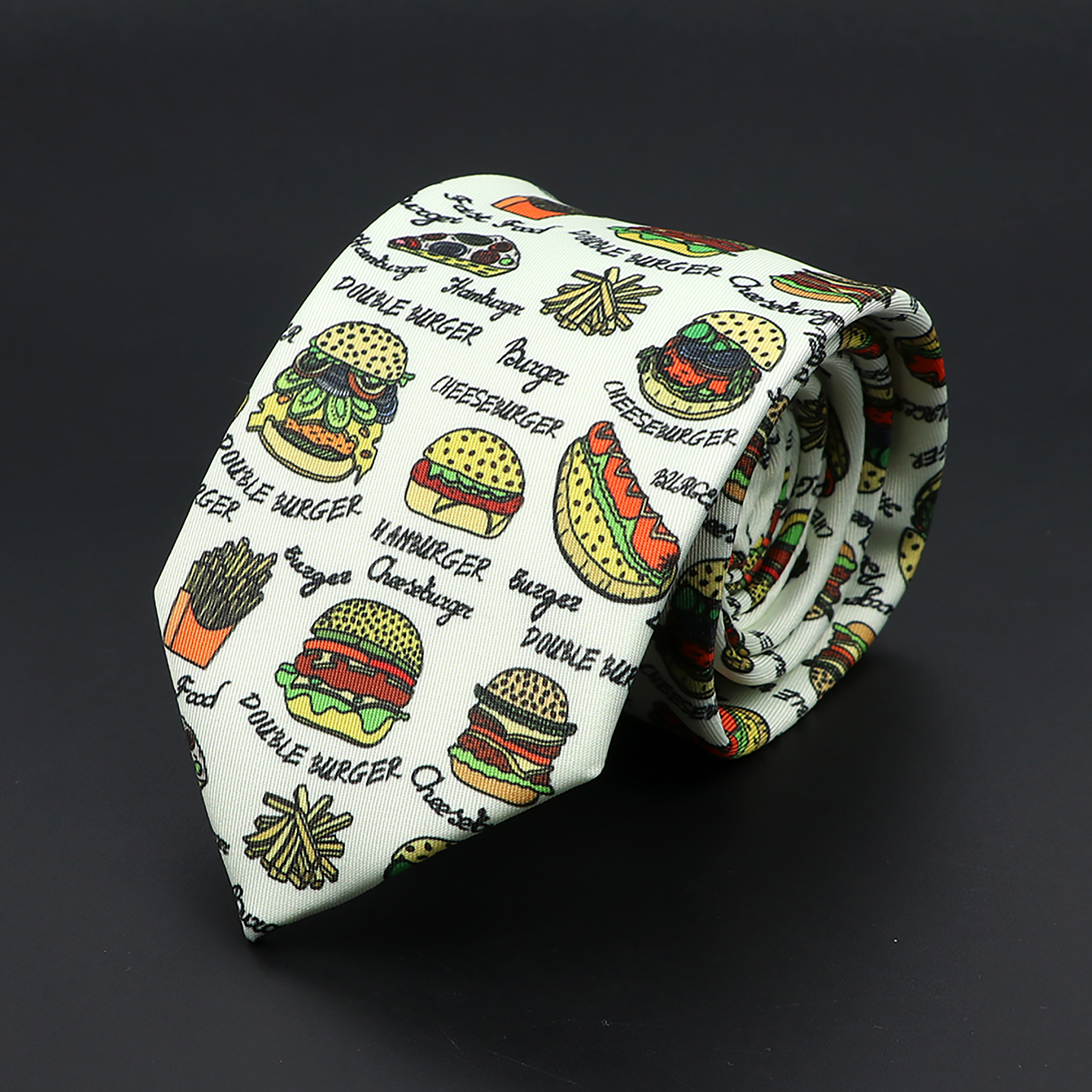 Nieuw heren stropdassen zachte magere stropdas lippen schedel vis hamburger patten print stropdassen voor mannen bruiloft accessoires