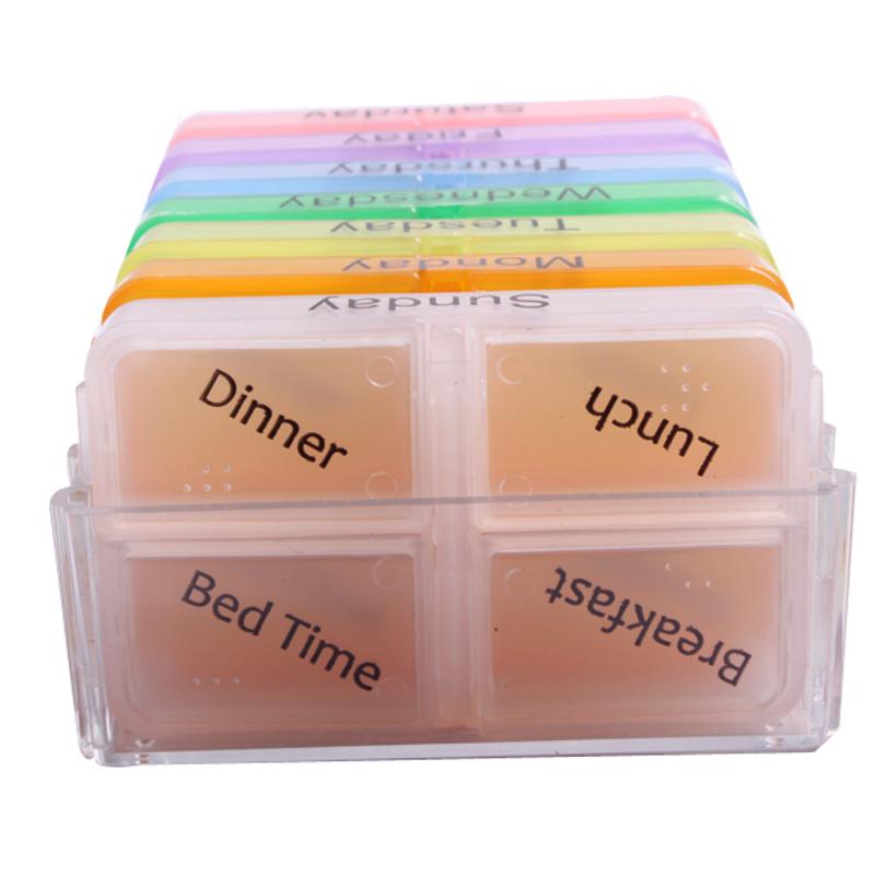 7 dage pilleæske tablet sorterer medicin ugentlig opbevaringsæske farverig beholderæske arrangør pille arrangør æsker