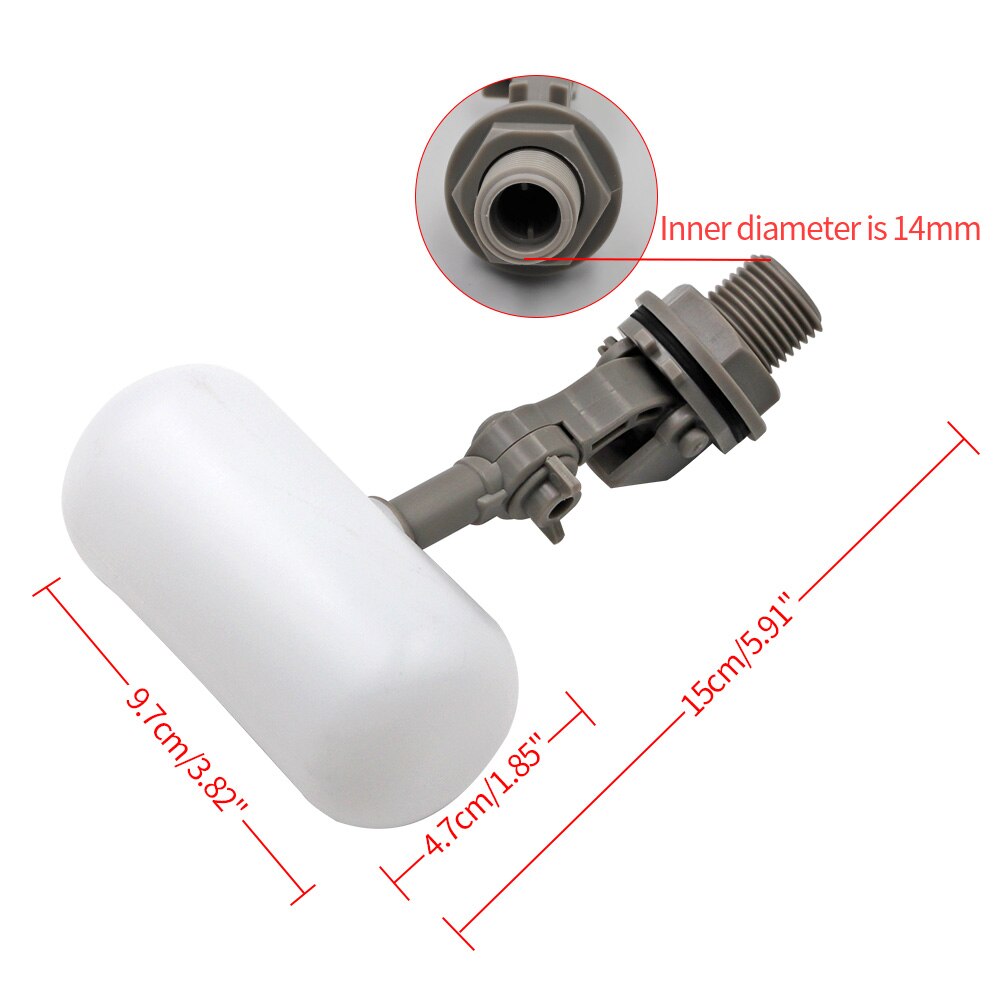 Mini Float Valve 1/2 or 3/4 Water Float Valve with Adjustable Arm Automatic Fill Valve Kit for Livestock Water Tank Fountains
