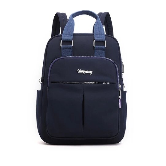 Stevige damesrugzakken met grote capaciteit, multi-pocket damesrugzak, merk schooltas voor tienermeisjes: Donkerblauw