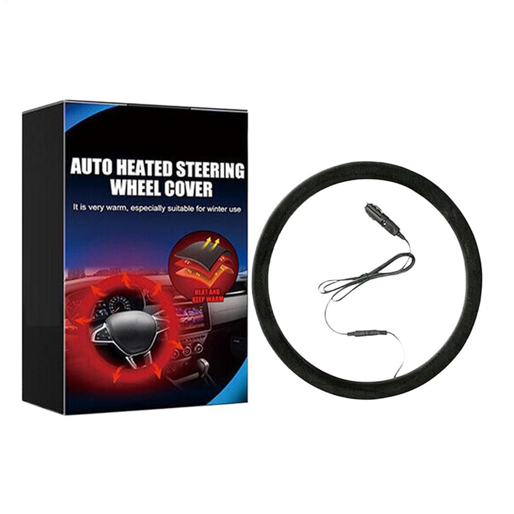 Heated Steering Wheel Cover Comfortable Wheel Hand Warmer Winter Warm Car Heating Hand Warmer Anti-Slip Wheel Car Accessories: Default Title