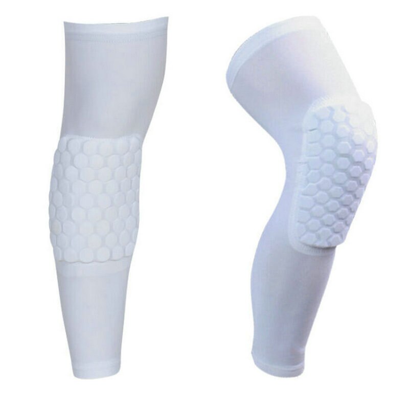 10mm d'épaisseur sans glissement de sport football protecteur manches de jambe protège-tibia Canilleras de Futbol Espinilleras: WHITE / L