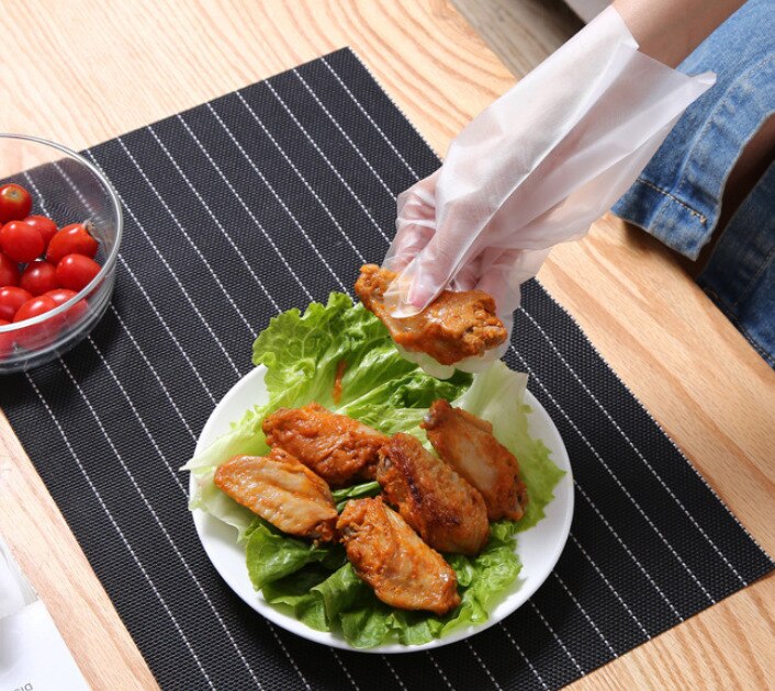 Nova moda plástico cpe limpar luvas descartáveis higiene alimentar limpeza catering beleza 20 pces