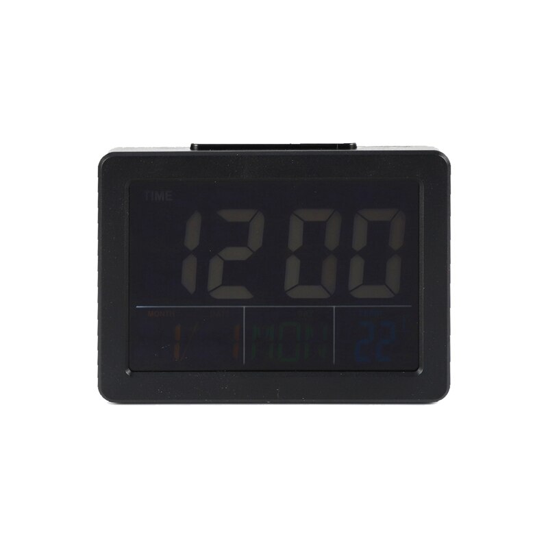 Digital Led Clock Lcd Display Desktop Electronic Alarm Clock Multifunction Calendar Home Temperature Clock: Black