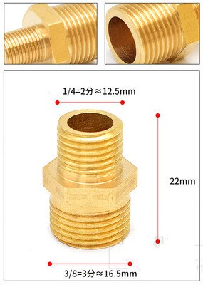 Messing rør sekskantet nippel fitting lynkobling adapter 1/8 1/4 3/8 1/2 3/4 1 bsp han til han gevind vand olie gas stik: 2-3 hegn