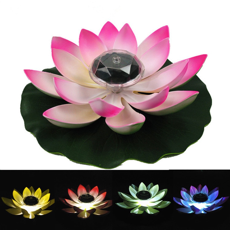 Zonne-energie LED Lotus Flower Lamp Waterbestendig Outdoor Drijvende Vijver Nachtlampje voor Tuin Pool party nachtlampje decor