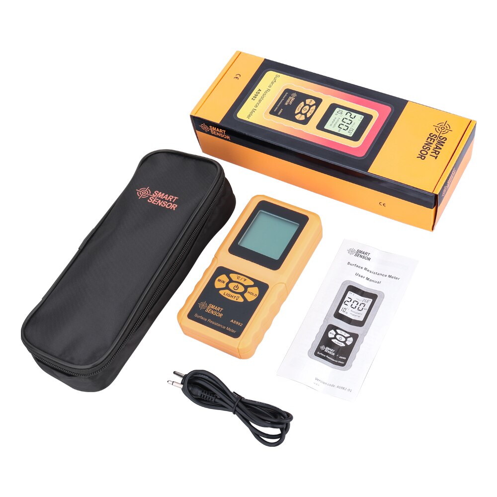 Smart sensor Portable LCD display surface resistance meter tester Handheld Surface Resistance Meter with Data Holding function