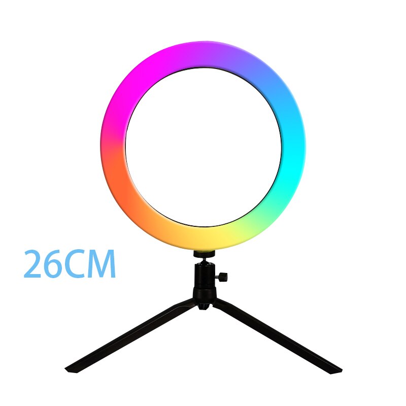 6"/10" LED Ring Light With Stand Colorful Color Changing Ring Live Fill Light Photography Bracket Video Live Lamp: 25cm US