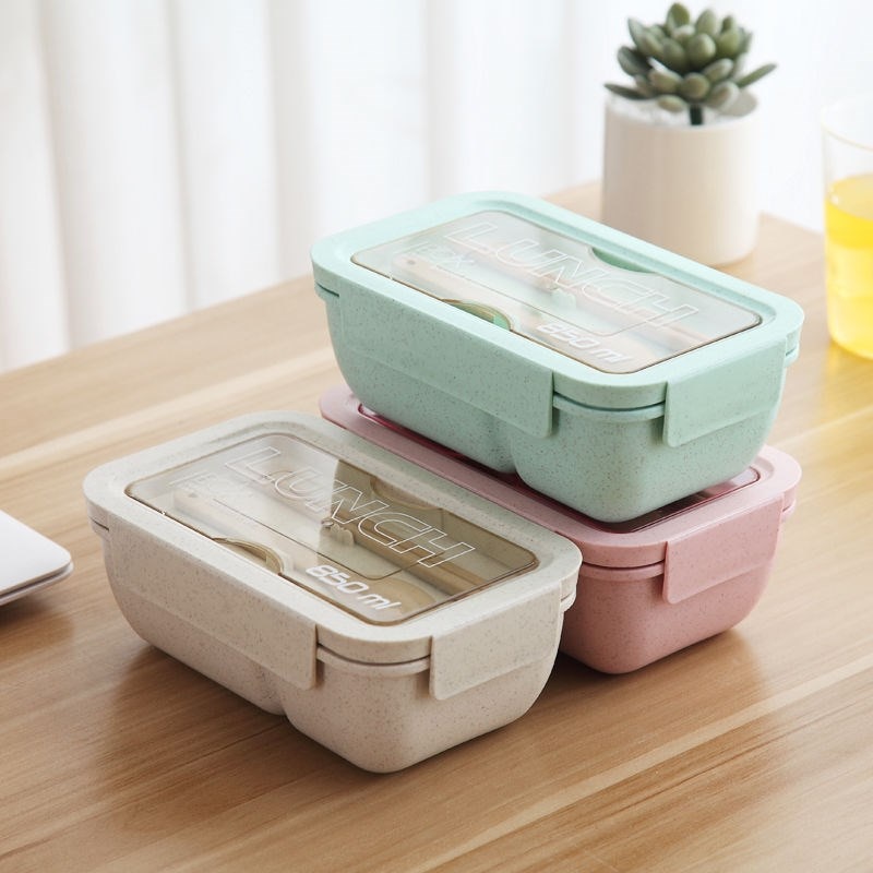 850 Ml Tarwe Stro Lunchbox Gezonde Materiaal Bento Dozen Magnetron Servies Voedsel Opslag Container Lunchbox