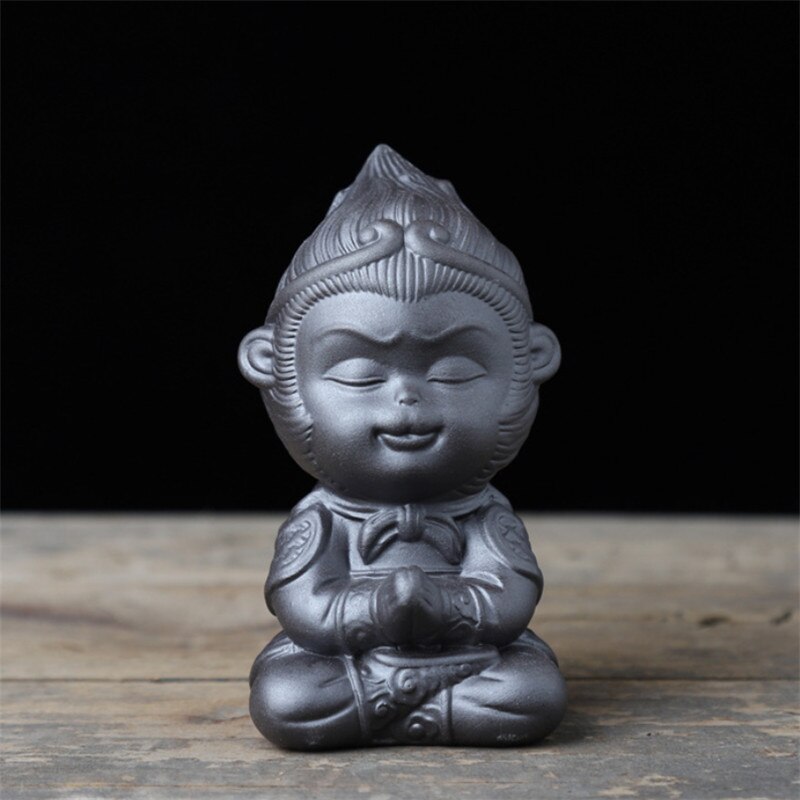 Ceramic Animal Statue Fish Tank Landscape Figurines Monkey King Ornament Tea Pet Home Decoration Accessories Car Craft: A