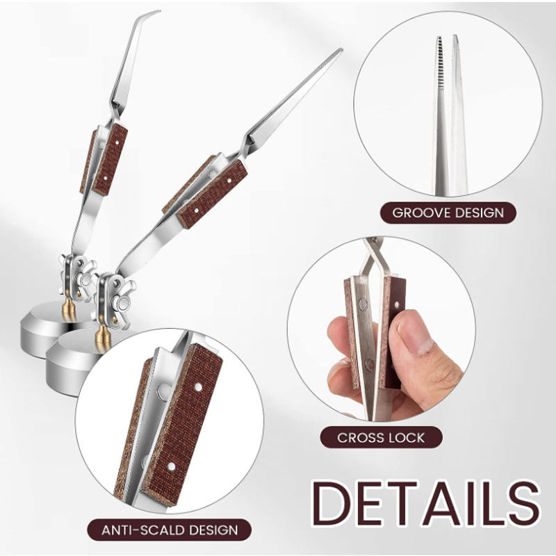 Pro Sieraden Solderen Pincet Rechte Gebogen Tip Selflock Lassen Tweezer Cross Locking Sieraden Maken Craft Tool Voor Juwelier