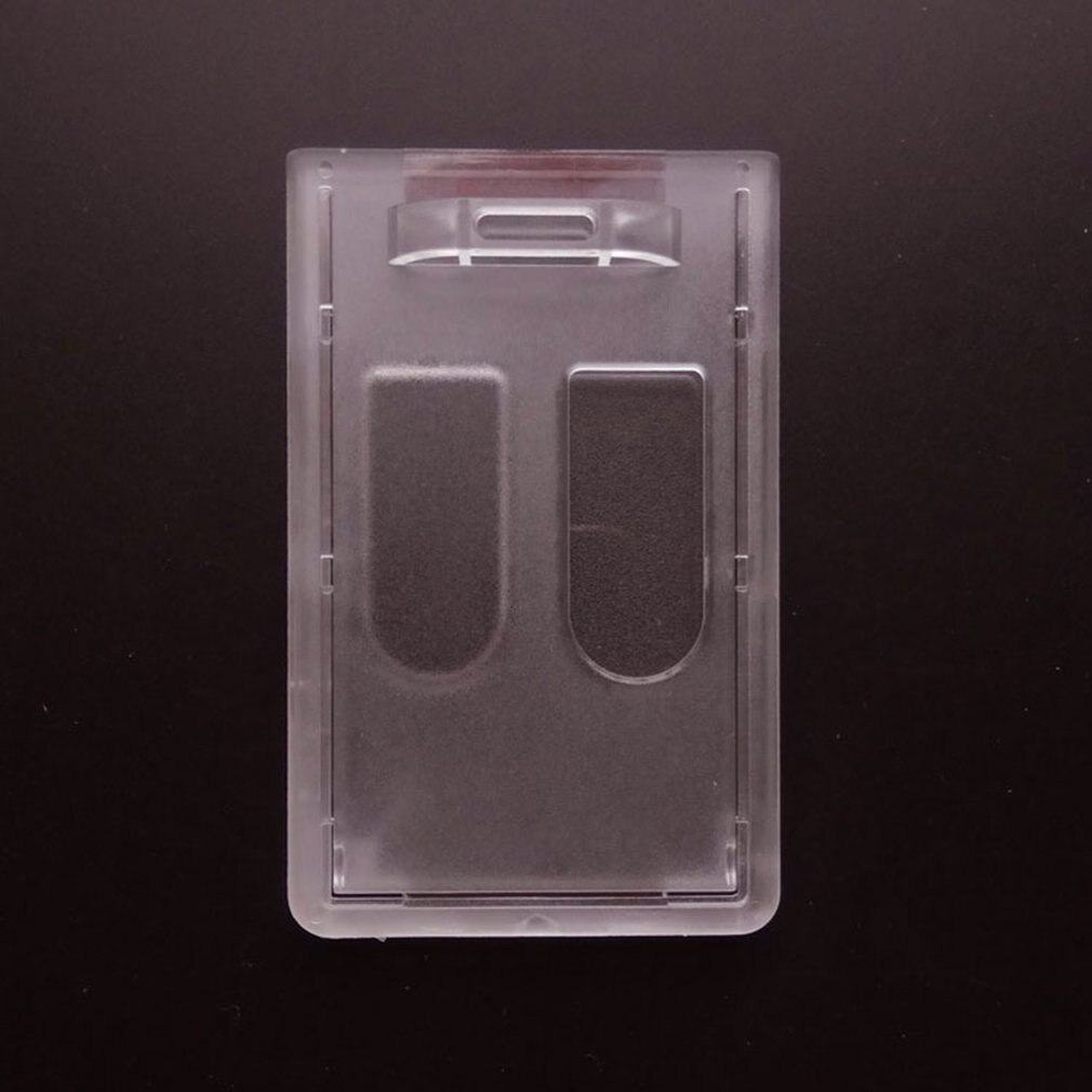 Vertical Solid Transparent PC Matte ID Card Shell With Dual Card Slots Internal Card Holder Employee ID Badge Holder