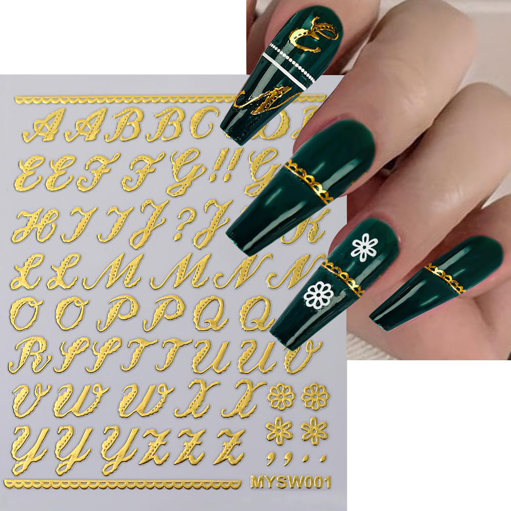 Calcomanías adhesivas con letras en inglés doradas y plateadas, pegatinas 3D metálicas con 26 alfabeto para decoración de uñas, deslizadores de manicura con letras 3D, 1 ud.: Morado