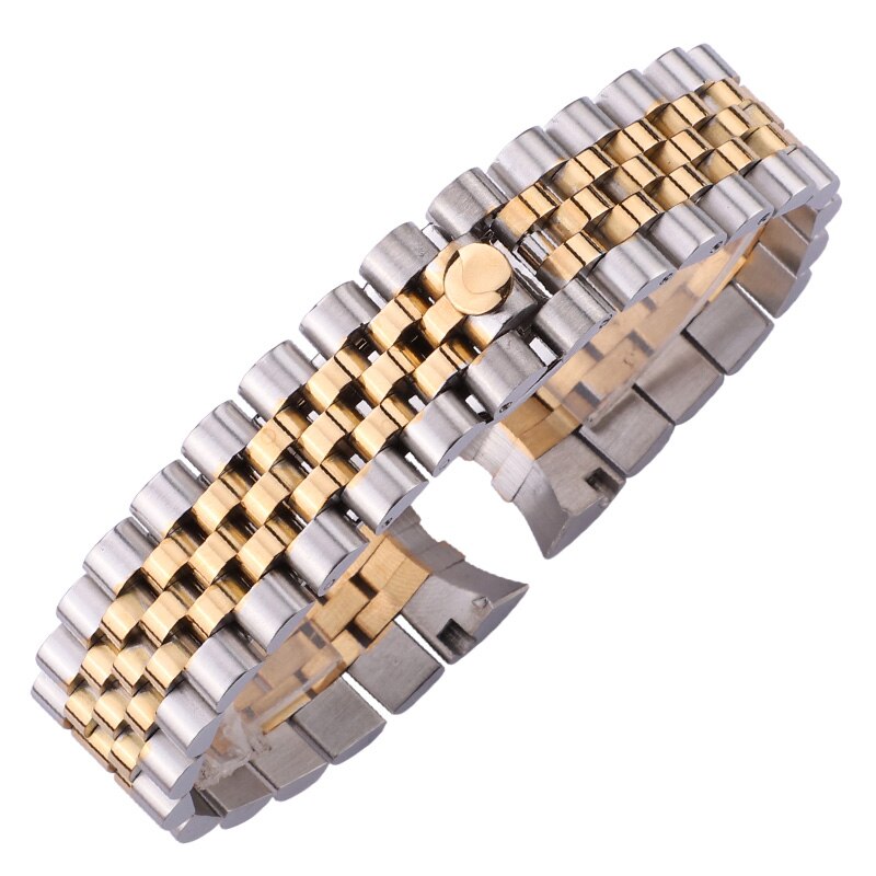 Bracelets de montre en métal de 20mm, en acier inoxydable 316L, pour hommes et femmes, Bracelet de montre, , Bracelet avec fermoir à boucle, accessoires: Middle Gold