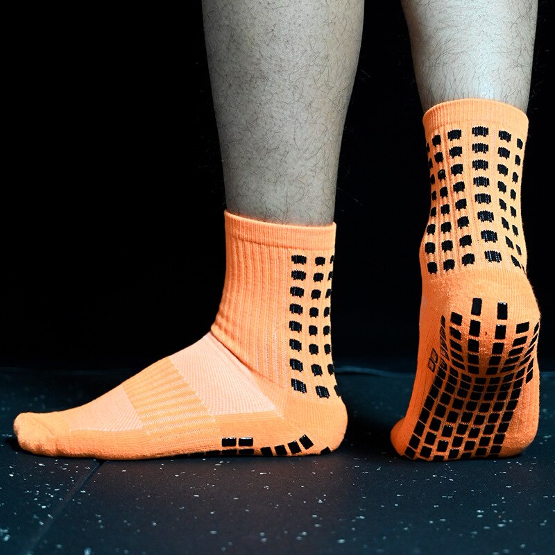 Sport Anti Slip Voetbal Sokken Katoen Voetbal Mannen Grip Sokken Calcetines: Oranje