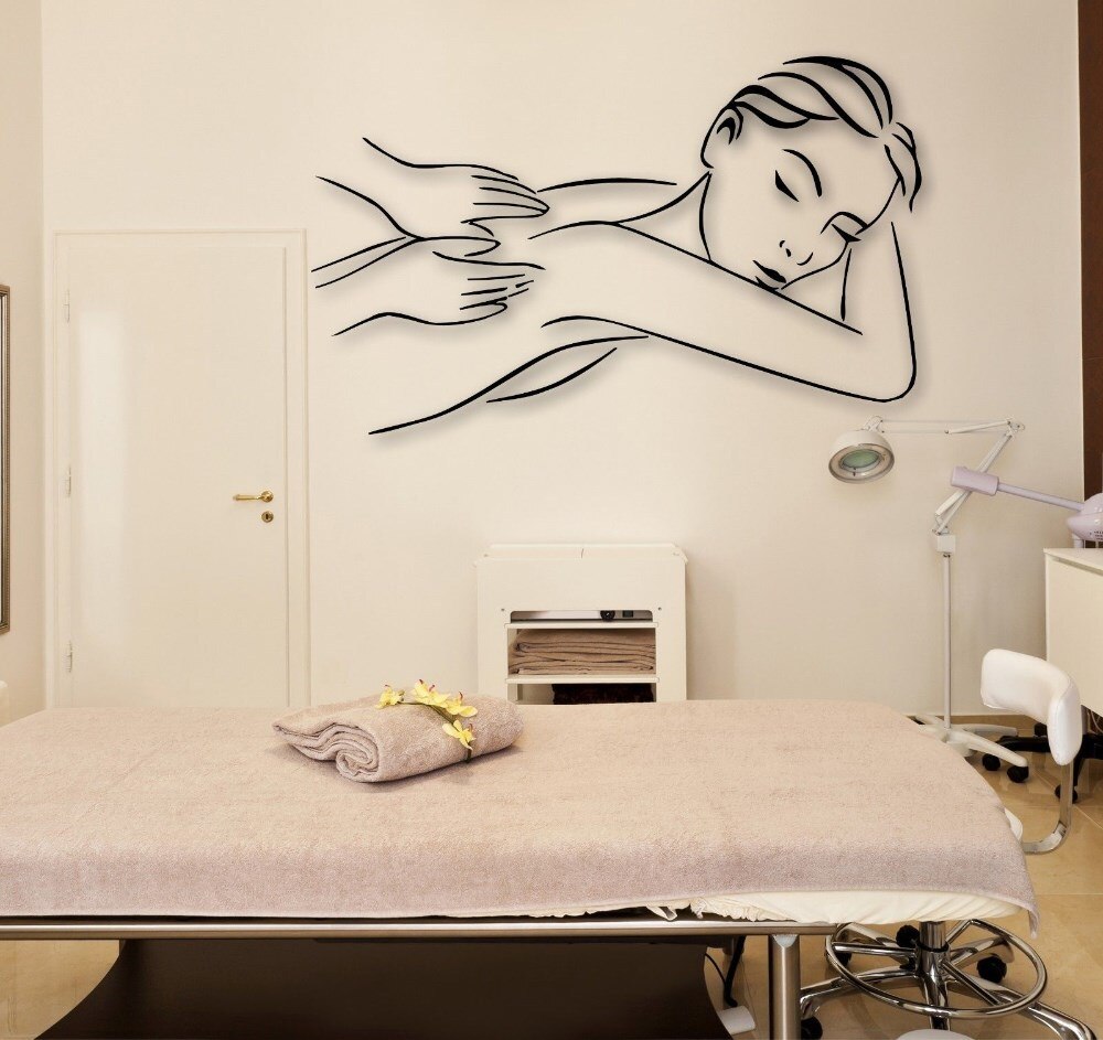 Pige massage vægmærkat massage afslapning spa skønhed spa salon relax wallsticker butiksdekoration vindue glas vægmaleri kunst  lw572