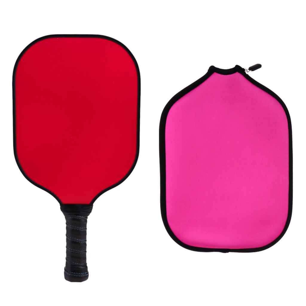 Durable Carbon Fiber Honeycomb Composite Core Pickleball Paddle / Racket & Zipper Neoprene Case Cover Protector Sleeve - 5 Color: Red Pink