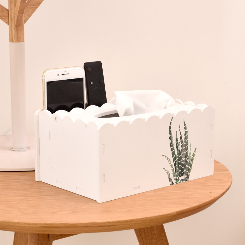 Cfen a'sgrøn plante hjem køkken pvc-træ tissuekasse diy solid serviet holder kasse fjernbetjening container tissuekasse 1pc