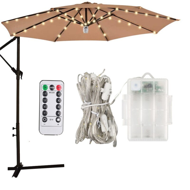 Regenschirm Lampe Kreative Dekoration Beleuchtung Wasserdicht Terrasse Garten Sonnenschirm Lampe Regenschirm Licht Ich bin Freien Strand Schnur Lichter: Weiß
