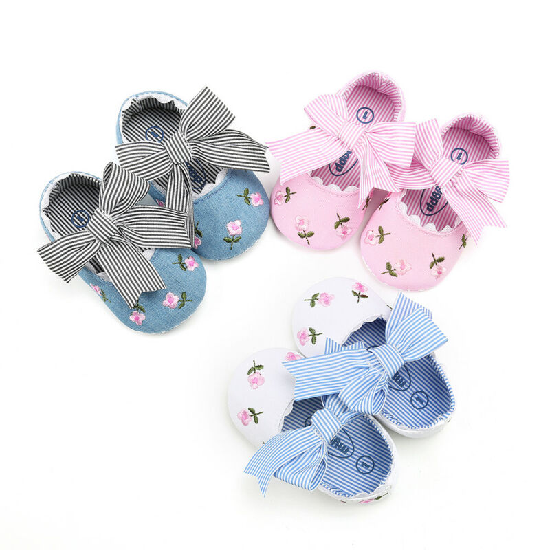 0-18m blomster nyfødt spedbarn baby jenter sko prinsesse bue floarl barneseng sko småbarn baby jente sko