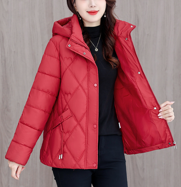 Bomullspolstret kort kåpe damejakke parka høst vinter dame yttertøy varme tykkere jakker dusklomme hettejakker